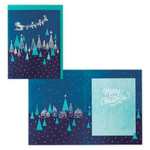 クリスマスカード 海外デザインカード ホロ箔空を飛ぶサンタ 日本ホールマーク Xmas メッセージカード メール便可 マシュマロポップ