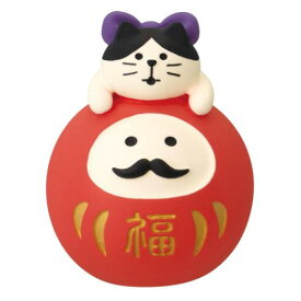マスコット concombre だるまLOVE猫 赤 デコレ インテリア かわいい マシュマロポップ