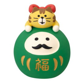 マスコット concombre だるまLOVE猫 緑 デコレ インテリア かわいい マシュマロポップ