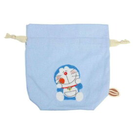 【ポイント10倍 & クーポン！】巾着袋 ドラえもん 相良刺繍巾着 ブルー 藤子F不二雄 アイアップ きんちゃくポーチ 小物入れ サガラ刺繍 アニメメール便可 マシュマロポップ