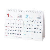 2027Calendar 卓上カレンダー2027年 ベーシック A5卓上2ヶ月カレンダー ホワイト 1月始まり 日本製 スケ…