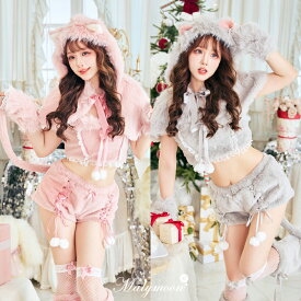 [正規品]【予約】ハロウィン コスプレ クリスマス サンタ アニマル キャット ねこ耳 ピンク グレー コスチューム 衣装 仮装 レディース 大人 女性 ハロウィン malymoon マリームーン【10032-2】