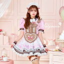 [正規品](即納)コスプレ メイド ウエイトレス バレンタイン ピンク ギンガム チェック ハートエプロン リボン レディース 大人 女性 malymoon マリームーン【CS25161】