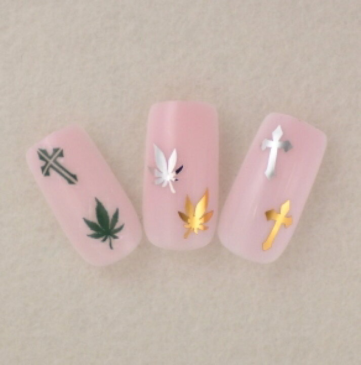 楽天市場 葉 マリファナデザイン タトゥーロックネイルアート用シール 1シート9枚入 Mmilly