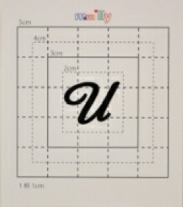 【スワロフスキー27個付ネームシール】(オリジナルプリントケース&カバー)大文字BK(小)U
