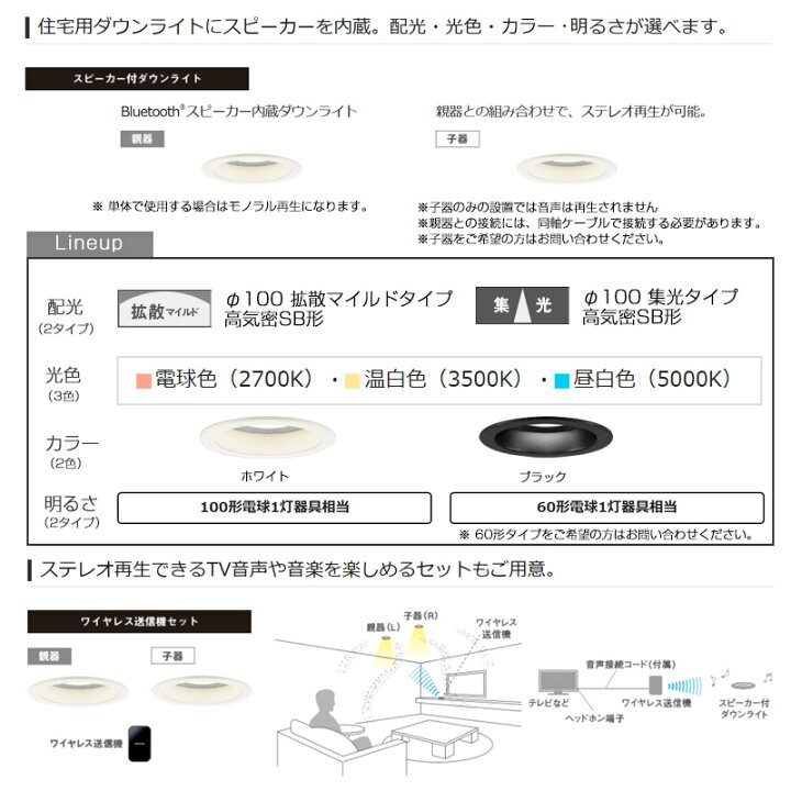 楽天市場】Panasonic パナソニック スピーカー付ダウンライト  