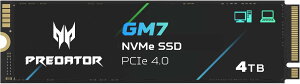 Acer Predator M.2 SSD 4TB GM7 NVMe2.0 2280 PCIe Gen4×4 ������(�ő�ǂݎ��F7400MB/s�A�ő发�����݁F6500MB/s) ����SSD ���ϋv 3D NAND TLC PS5/PS5 Pro����m�F�ς�