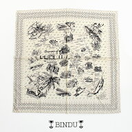 ＼Wonderland／【期間限定 10％OFF】BINDU ビンドゥ　COTTON VOILE/ Map Scarf コットンバンダナ ビッグ…
