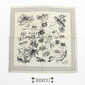 BINDU ビンドゥ　COTTON VOILE/ Map Scarf コットンバンダナ ビッグスカーフ(130×130) 25BBB2100【RCP】 2025SS 大判