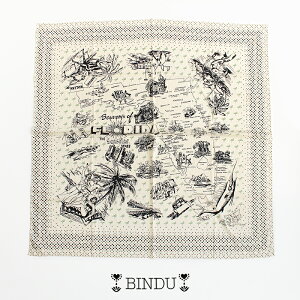 BINDU �r���h�D�@COTTON VOILE/ Map Scarf �R�b�g���o���_�i �r�b�O�X�J�[�t(130×130) 25BBB2100�yRCP�z 2025SS �唻