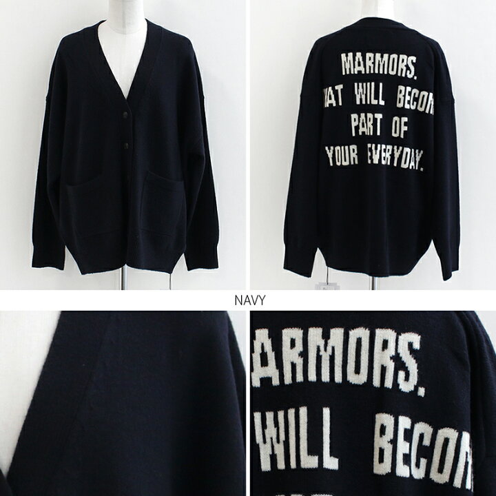 楽天市場】marmors マルモア intarsia back logo cardigan インター  