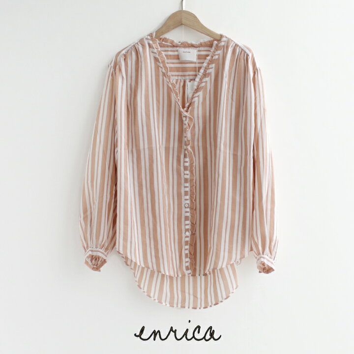 楽天市場】enrica エンリカ フリルストライプシャツ BLOUSE 134 【RCP 