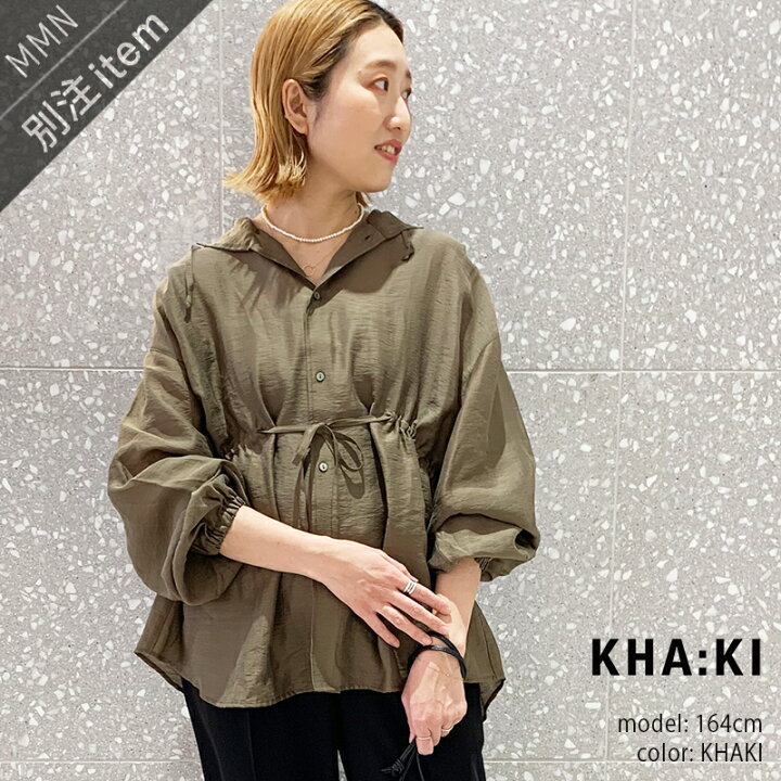 楽天市場】KHA：KI×MMN【別注アイテム】 カーキ HOODED SHEER SHIRTS 