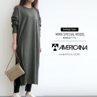 【2019SS】【送料無料】AMERICANA×MMN【別注アイテム】アメリカーナフロントロゴ深スリットカットワンピースASO-306EWFL【RCP】