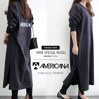 【2019SS】【送料無料】AMERICANA×MMN【別注アイテム】アメリカーナバックロゴ深スリットカットワンピースASO-306EWBL【RCP】