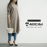 【2019SS】【送料無料】AMERICANA×MMN【ロゴ別注】アメリカーナラフィー天竺バックヘンリーネックワンピースBRF-387AEW【RCP】
