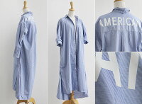 【2019AW】【送料無料】AMERICANA×MMN【別注アイテム】アメリカーナバックロゴストライプシャツワンピースASO-318GB【RCP】