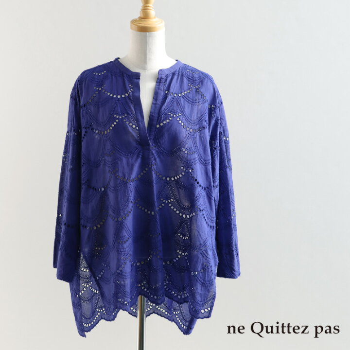 楽天市場】ne quittez pas ヌキテパ COTTON VOILE DOT HEMLA BLOUSE 
