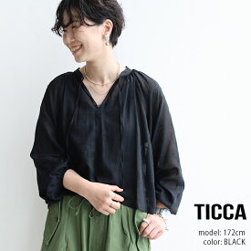 TICCA ティッカ　ドットキーネックブラウス TBDA-151【RCP】2024AWプルオーバー ドット柄 シアー