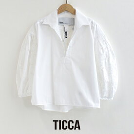 TICCA ティッカ　フラワーレースパフスリーブシャツ TBES-112【RCP】 2025SS トップス ブラウス 313d