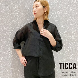 TICCA ティッカ　ドットエンブロイダリーシャツ TBES-082【RCP】2025SS シアー 刺繍 セットアップ可 313d