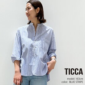 TICCA ティッカ　ハーブノーカラーシャツ TBES-021【RCP】2025SS トップス ストライプ 313d