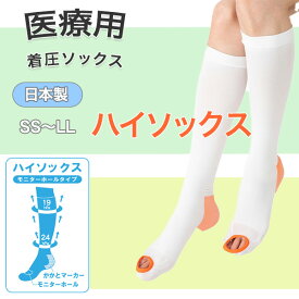 「在庫当日出荷可」送料無料！！　＼2個購入で50円OFF／ 日本製 【弾性ストッキング】【着圧ソックス】 医療用 ハイソックス 1足(両足) SS S M L LL 日本製