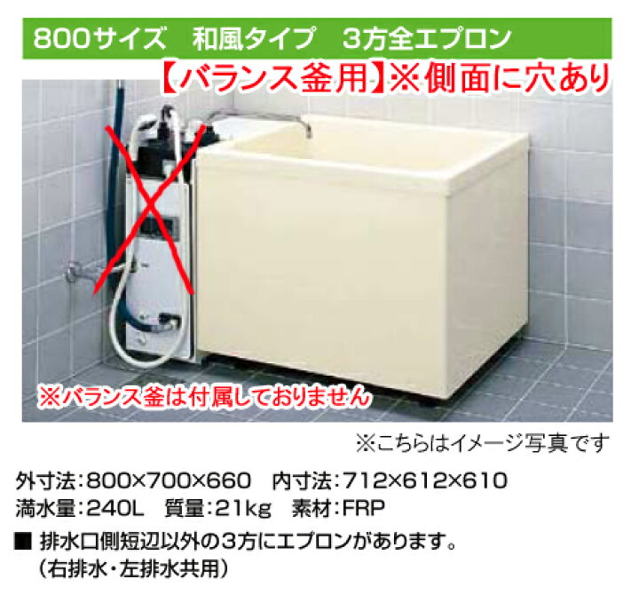 楽天市場】INAX 一般浴槽 ポリエック ☆バランス釜取り付け用のため 
