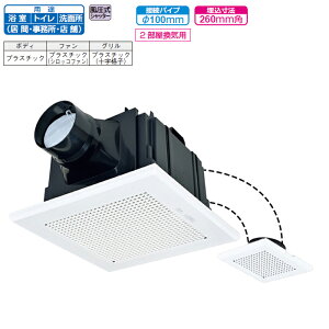 三菱 換気扇・ロスナイ 本体 ダクト用換気扇 天井埋込形 VD-13ZFC14 2部屋換気用 低騒音形