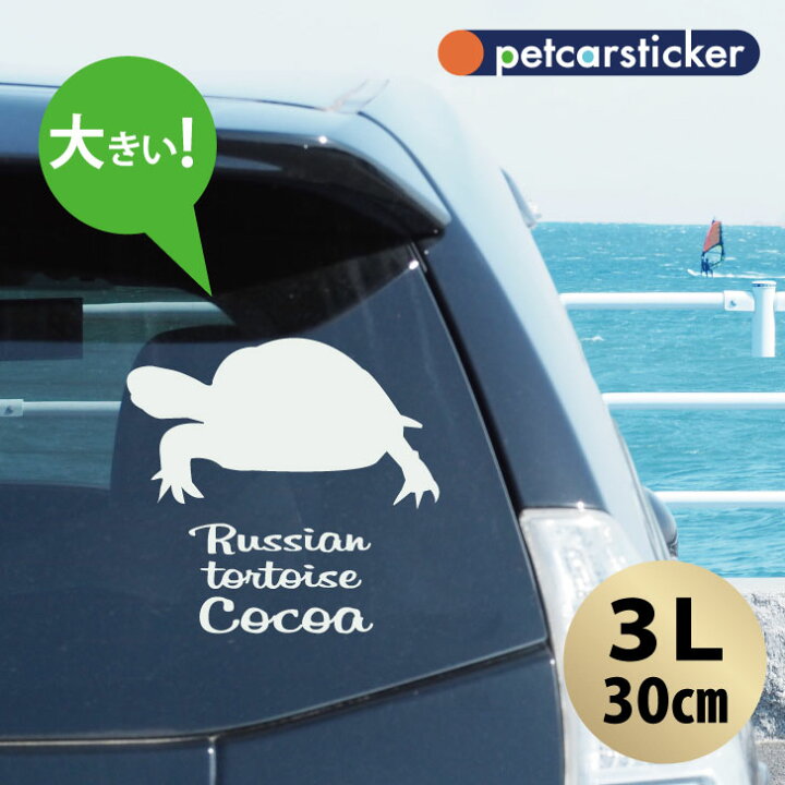 楽天市場 送料無料 車 ステッカー ロシアリクガメ 3lサイズ かわいい シンプル カーステッカー カッティングシート グッズ プレゼント おしゃれ オーダーメイド 名前 シール 可愛い 転写式 カメ Mo U Ra
