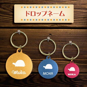 迷子札 【 ギリシャリクガメ 】 ドロップネーム 名入れ グッズ ペット 名札 軽量 極小 軽い ネームタグ かわいい おしゃれ 首輪 カメ