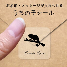 うちの子 シール 【 カメレオン 】 お名前シール 名前付け メッセージ ステッカー ペット グッズ シルエット 防水 透明 クリア オーダーメイド minne Creema BASE メルカリ ラベル 入学 入園 かわいい おしゃれ トカゲ