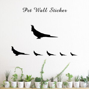 ウォールステッカー 【 オカメインコ 】かわいい ペット シール シルエット グッズ おしゃれ プレゼント ギフト カッティング 転写シール 転写シート 壁 インテリア 鳥