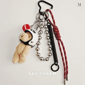 【★先着10名・15%OFF】バッグチャーム かわいい 野球 ヘルメット パラコード パール キーリング カラビナ付き 韓国ファッション おしゃれ かわいい キーホルダー バッグアクセサリー 甘辛コーデ じゃらじゃらつけ