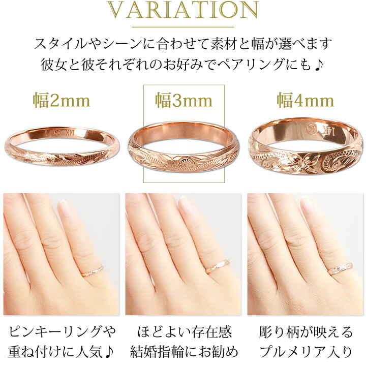楽天市場】ハワイアンジュエリー リング メンズ K14 14k 14金 幅3mm  