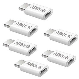 【6個セット】 USB-C アダプタ ARKTEK Micro USB → USB Type C変換 アダプタ コネクター コンバーター 高速データ転送 充電 MacBook 2017 Chormebook Pixel Sony XZ2 他対応 (ホワイト) 【6個セット】ホワイト