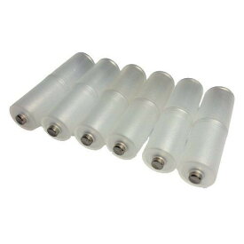 単4形電池→単3形電池 電池スペーサー （電池変換アダプター）ホワイト 6本セット （マイナス極側蓋つき）