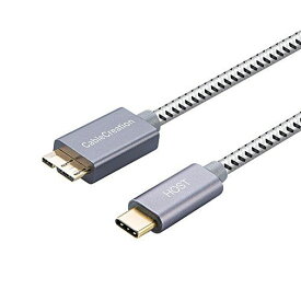 Type C to Micro-B 3.0 （Gen 2 / 10G） CableCreation 編組 Micro USB 3.1 Type Cケーブル Apple Macbook（Pro） / Chromebook Pixel/HDD外付けハードドライブ/携帯電話に対応 グレー 0.3m