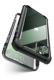 i-BLASON iPhone 11 Pro Max ケース 6.5インチ 液晶保護フィルム付き 米国軍事規格取得 360°保護 耐衝撃 防塵 クリア Qi充電対応 Aresシリーズ iPhone11 Pro Max 透明/黒