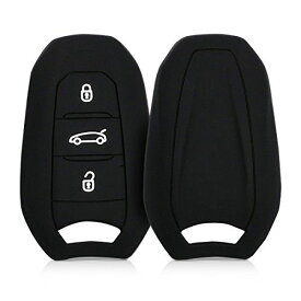 kwmobile ケース - シリコン キー保護 Peugeot Citroen - 車 鍵 プロテクション Peugeot Citroen 3-ボタン 車のキー Smartkey (Keyless Go 対応機種のみ) 用 黒色