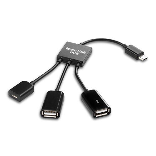 kwmobile 3in1 Micro 新商品!新型 USB アダプター - マイクロUSB 分配器 3ポート 黒色 タブレット OTG ハブ スマートフォン お得クーポン発行中 変換アダプタ