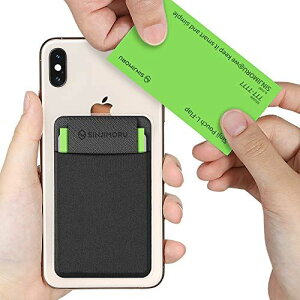 Sinjimoru 名刺入れ、 iPhone・アンドロイド スマホに張り付ける Suica・定期 パスケース、 張り直し便利 カード入れ Card Holder Sinji Pouch L-FLAPブラック。