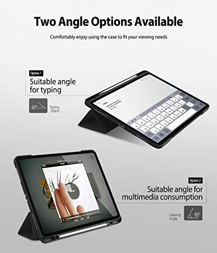 Ringke iPad Pro 2018 (12.9) ケース Pencil 収納 スタンド 機能 三つ折スタンド タブレットケース 新型 カバー  スタンド機能付き スマートカバー iPad 対応 Stand Case (Charcoal Black) | スマホケースのMOAセレクト