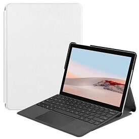 Surface Go2 ケース [Gos Elec] 軽量 薄型 二つ折スタンドケース PUレザー Surface Go 2 2020 カバー [ホワイト]