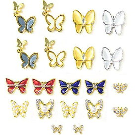20個セット ネイルデコパーツ 立体的な蝶々 3Dネイルパーツ 蝶型 ネイルラインストーン ネイルレジン用 デコレーション DIY ジュエリーパーツ ネイル用