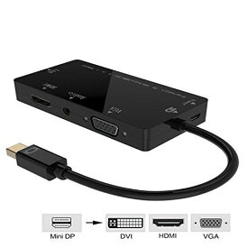 CableDeconn Mini Displayport HDMI VGA DVI 変換 アダプター 4in1 変換 ケーブル マルチハブ 変換 ケーブル thunderbolt 2 ドック 音声出力可能 1080P 高画質 高音質 Macbook/Macbook Pro/iMac/Macbook Air/Mac Mini/Mac pro対応 Mini DP 変換 アダプタ