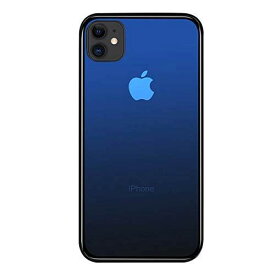 SUMart iPhone11 ケース ガラスケース グラデーション 強化ガラスケース 硬度9H TPUバンパー ハードケース おしゃれ qi対応 傷つき防止 (iPhone11 6.1インチ, ロイヤルブルー)