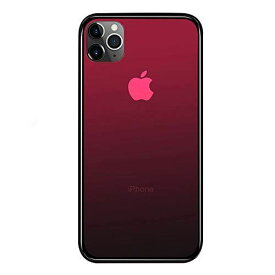 SUMart iPhone11 Pro ケース ガラスケース グラデーション 強化ガラスケース 硬度9H TPUバンパー ハードケース おしゃれ qi対応 傷つき防止 (iPhone11 Pro 5.8インチ, ルビーレッド)