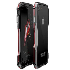 【Nelson- JP 】LUPHIE iPhone SE(第2世代) /iPhone8 専用アルミニウム製保護ケース アイフォン バンパー かっこいい アルマイト加工 アルミ合金 (iPhone SE(第2世代) /iPhone8, ブラック+レッド)