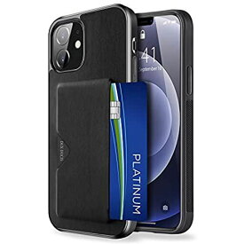 【背面カード収納付】 iPhone 12 mini ケース カード収納 上質な手触り アイフォン 12 mini カバー 耐衝撃 軽量 薄い IC OWLGuardian スマホケース (iPhone 12 mini ブラック)